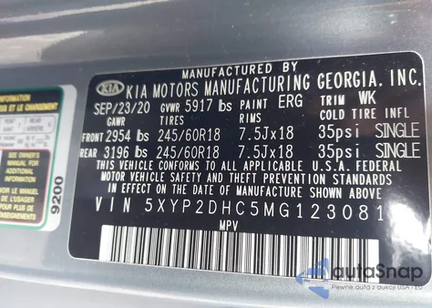 2021 Kia Telluride Lx from USA, damaged, VIN 5XYP2DHC5MG123081